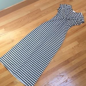Striped Twist-front T Shirt Maxi Dress, Size S